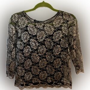 Talbots black and gold top with black cami